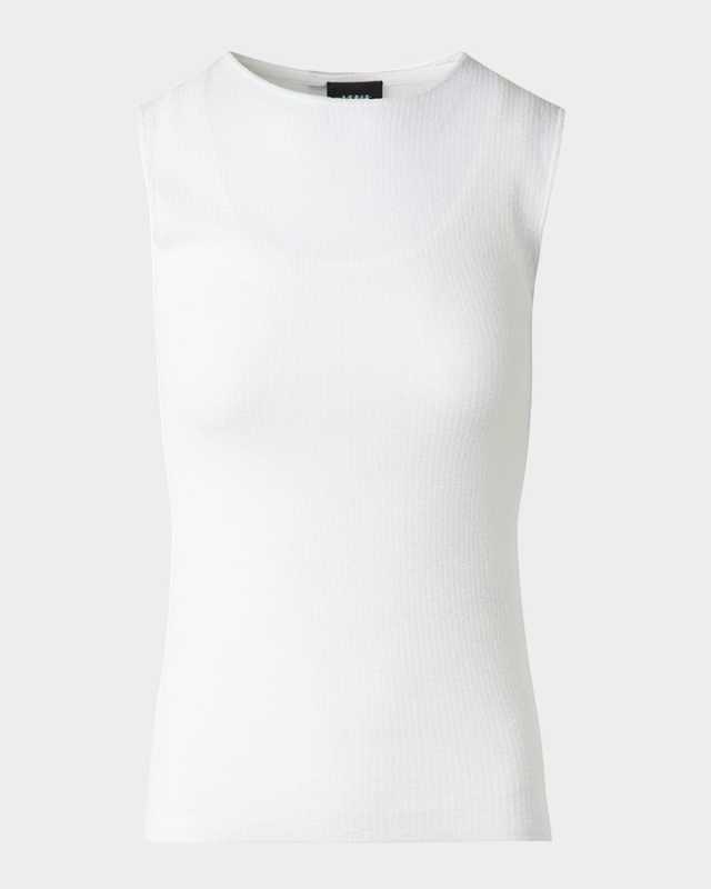 Structured Double-Layer Cotton Blend Knit Top